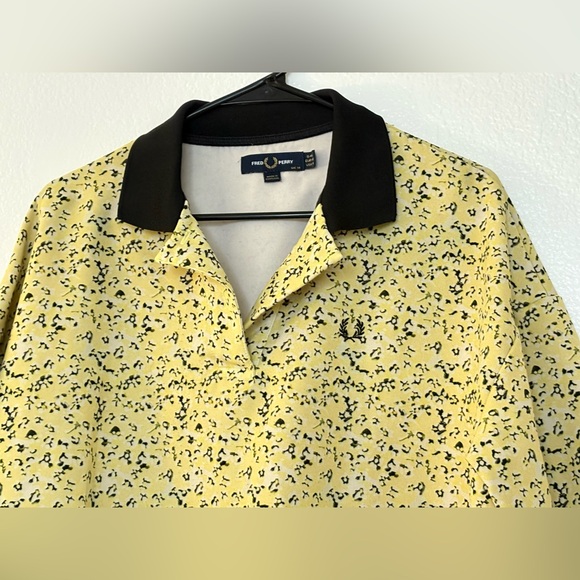 FRED PERRY PRINTED KATE CADBURY POLO SHIRT RELAXED FIT ICED YELLOW Size 10 - Picture 2 of 4